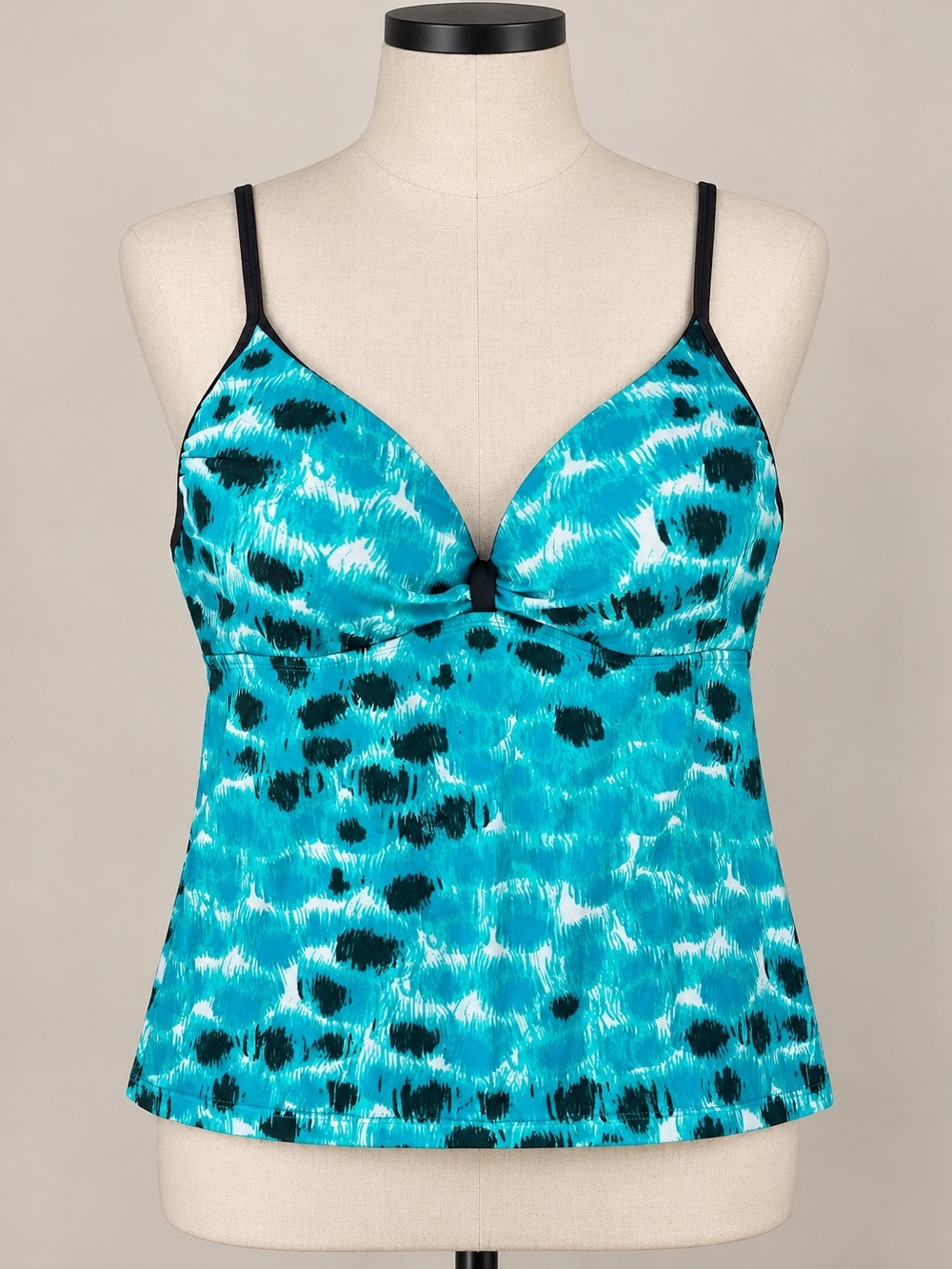 Free Country Teal and Black Leopard-Print Tankini